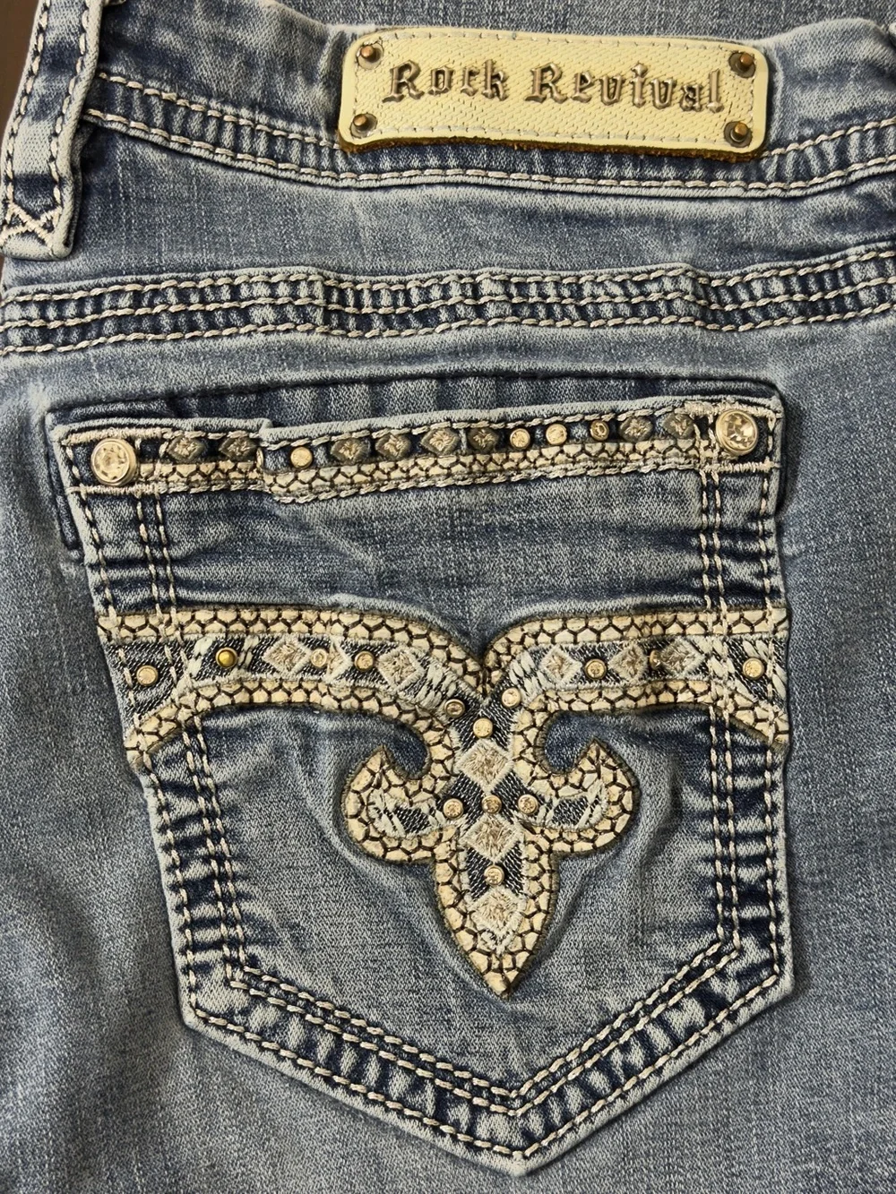 Rock Revival Jean Easy BootCut Retro City Luxury Haines Women EUC Size 36